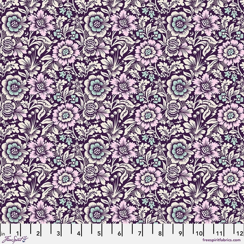Tula Pink - Mini Spider Blossom - Nerium - Nightshade (Déjà Vu)